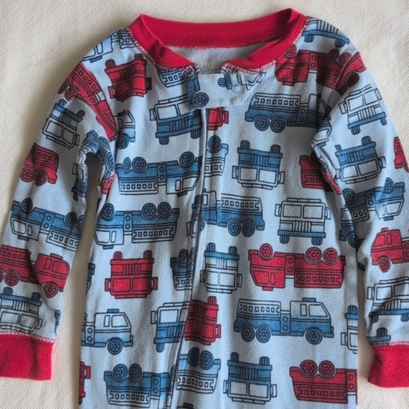 carter's firetruck cotton zipper footie sleeper pajamas 12 months baby boy - Picture 4 of 9
